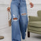 Ezwear High Waist Ripped Wide Leg Jeans